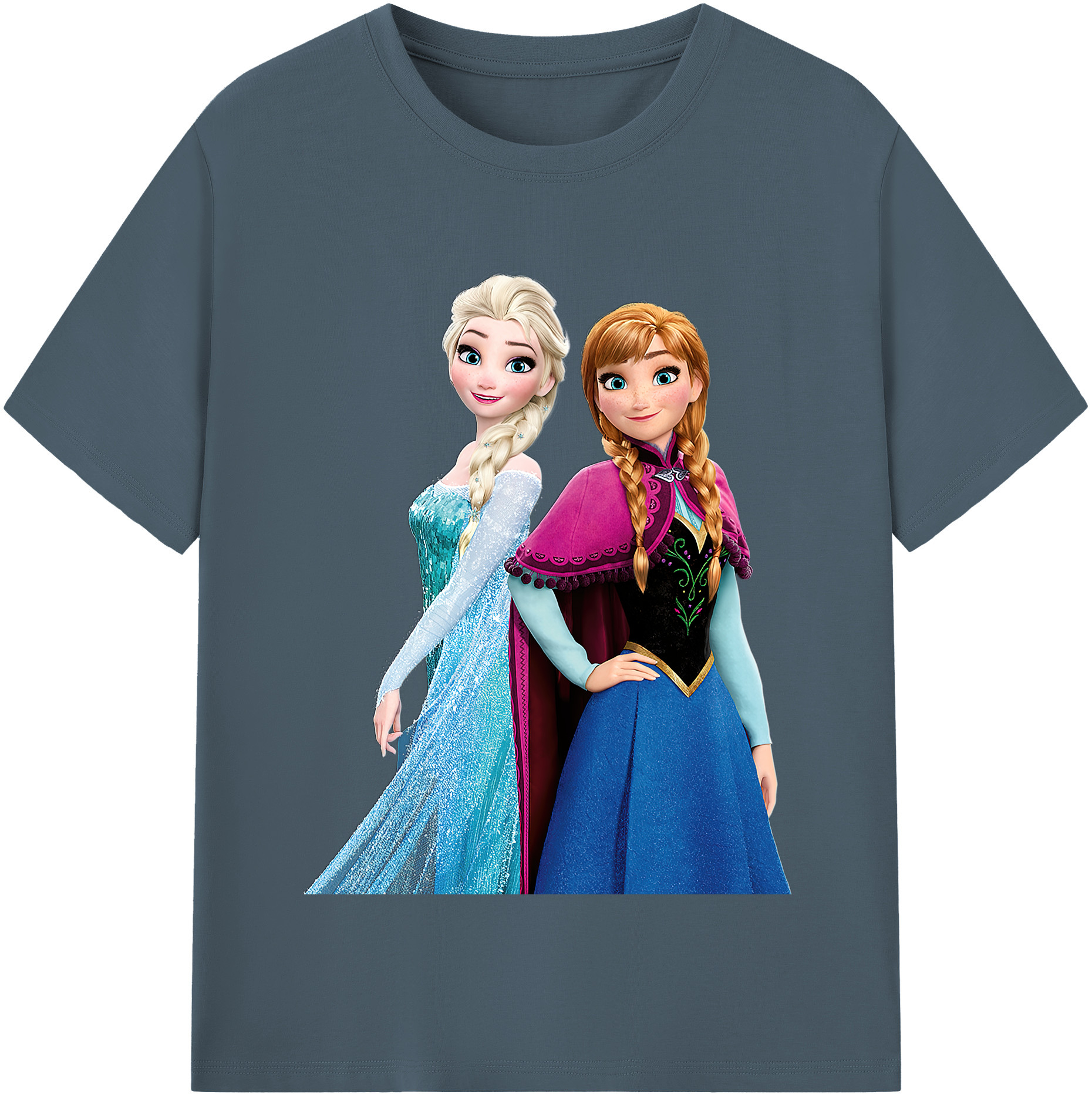 （画像用） アナと雪の女王 アンナ エルサ Frozen Anna Elsa 綿100％半袖Tシャツ（フロントプリント）